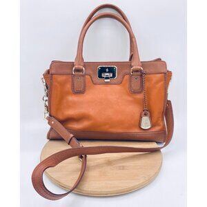 Cole Haan Purse Womens XL Saddle Brown Leather Crossbody Business Bag Tote